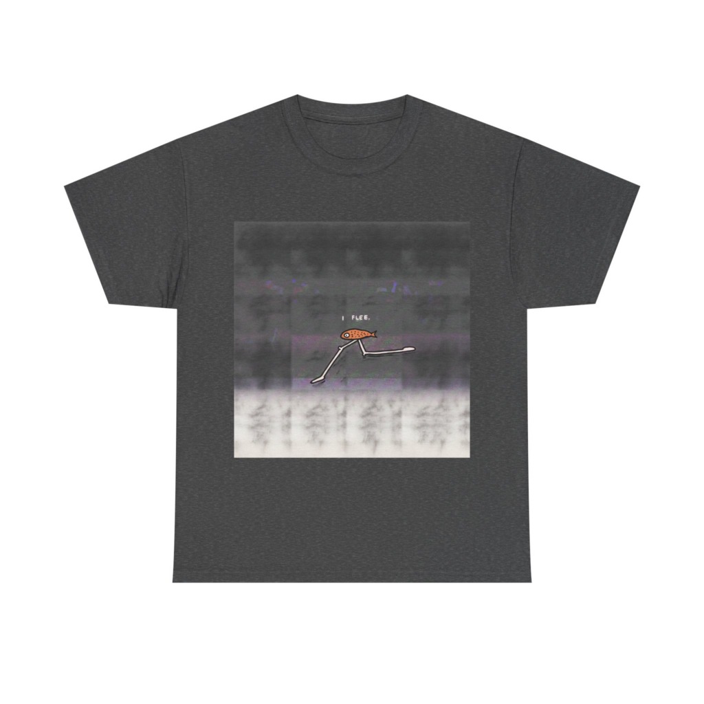 Running Fish 'I FLEE' Graphic Black T-Shirt