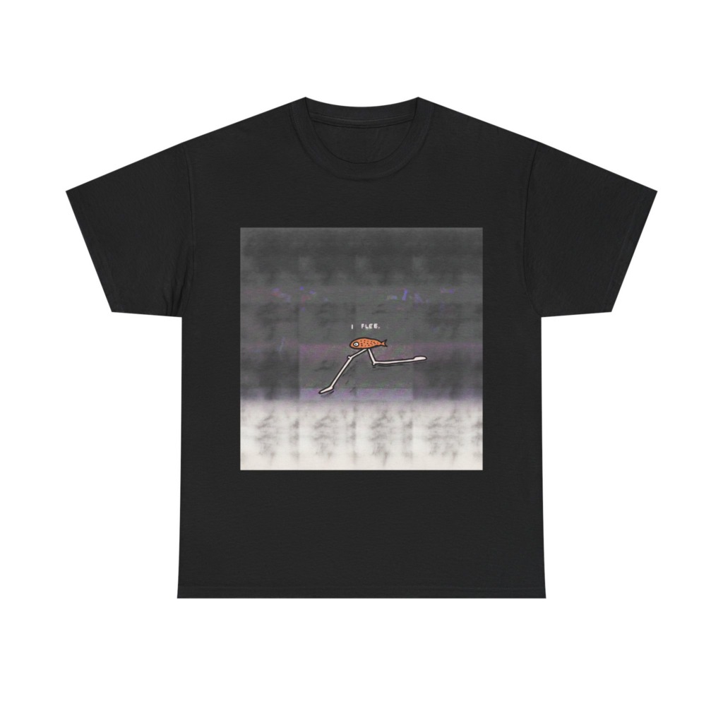 Running Fish 'I FLEE' Graphic Black T-Shirt