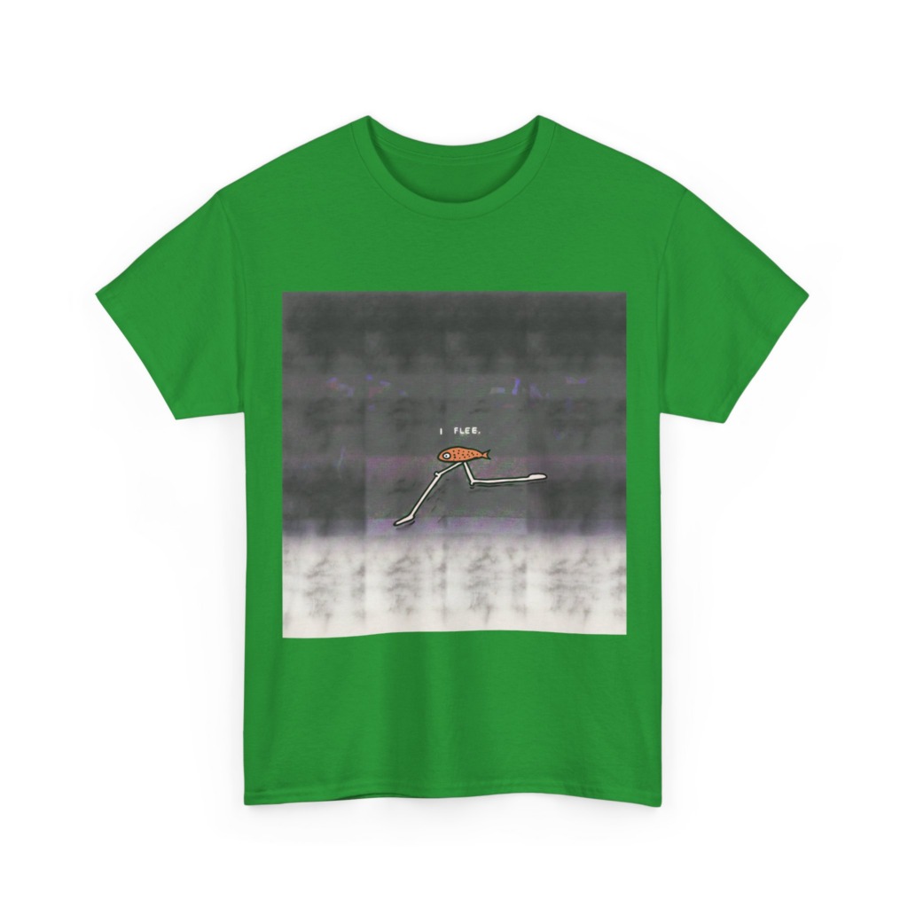 Running Fish 'I FLEE' Graphic Black T-Shirt