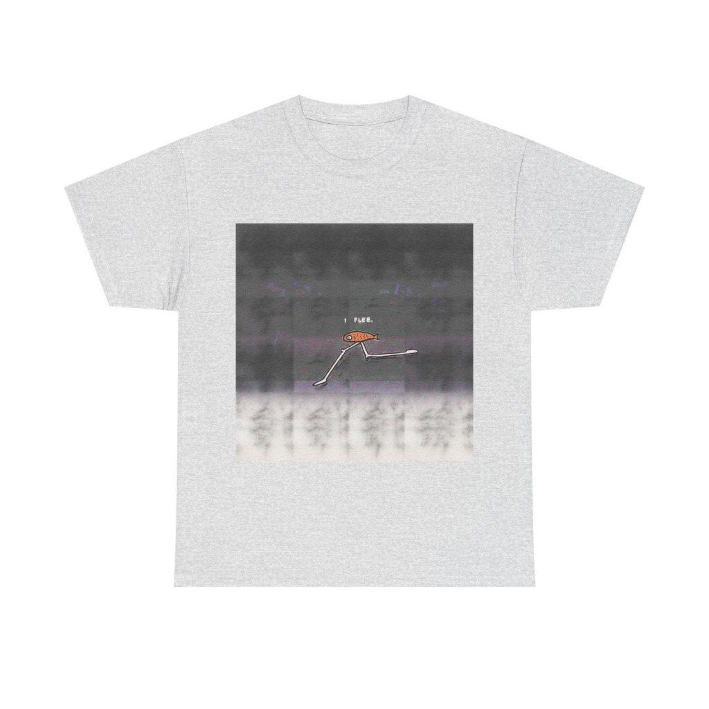 Running Fish 'I FLEE' Graphic Black T-Shirt