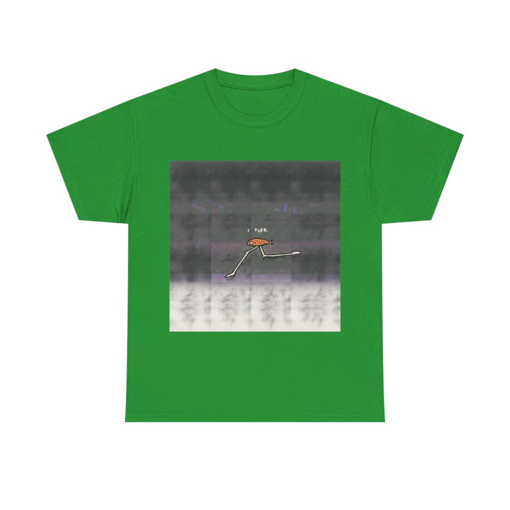 Running Fish 'I FLEE' Graphic Black T-Shirt