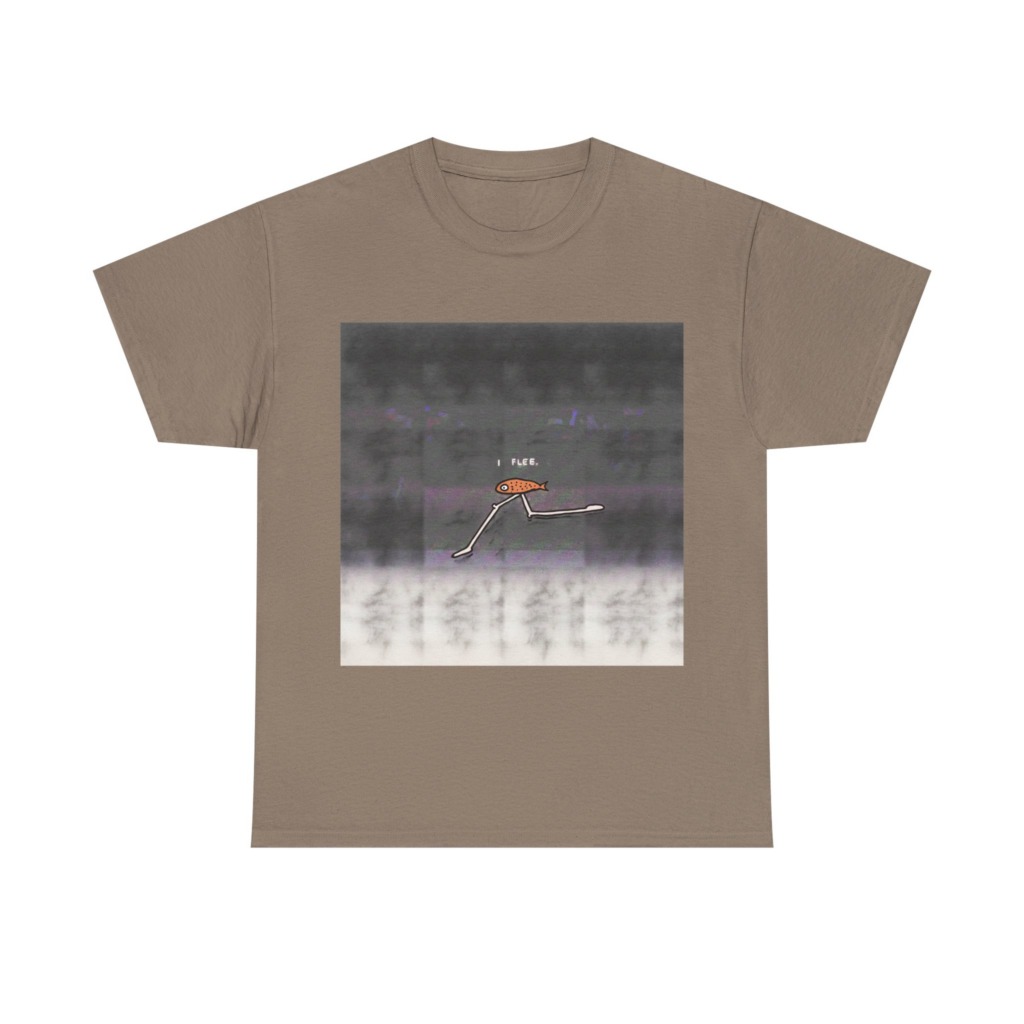 Running Fish 'I FLEE' Graphic Black T-Shirt