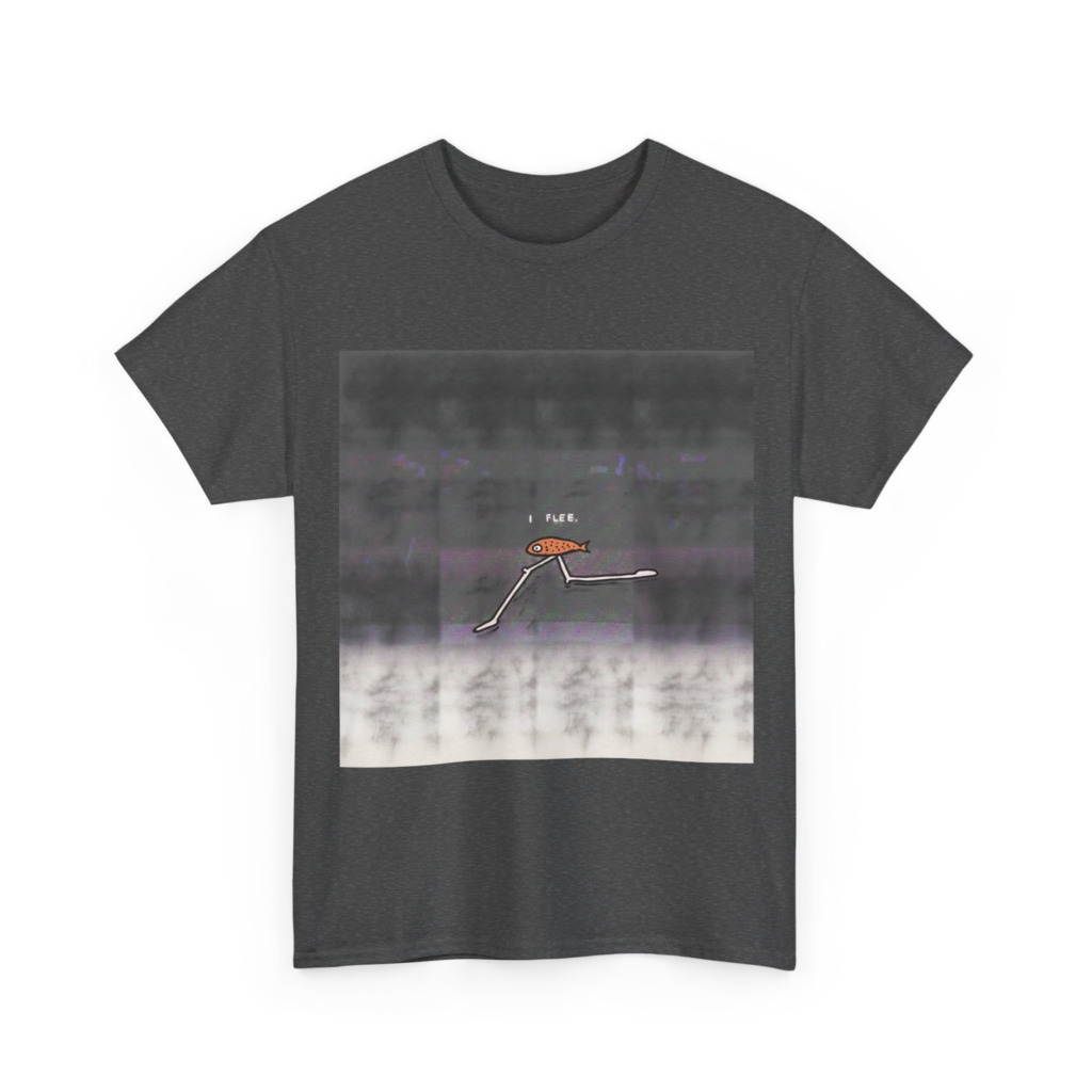 Running Fish 'I FLEE' Graphic Black T-Shirt