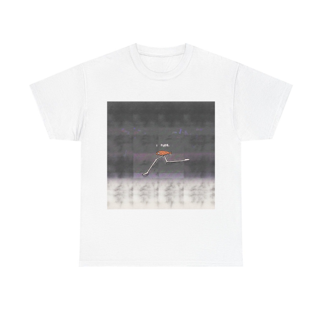 Running Fish 'I FLEE' Graphic Black T-Shirt