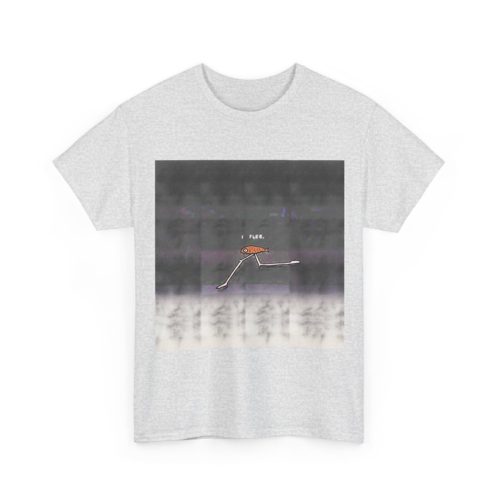 Running Fish 'I FLEE' Graphic Black T-Shirt