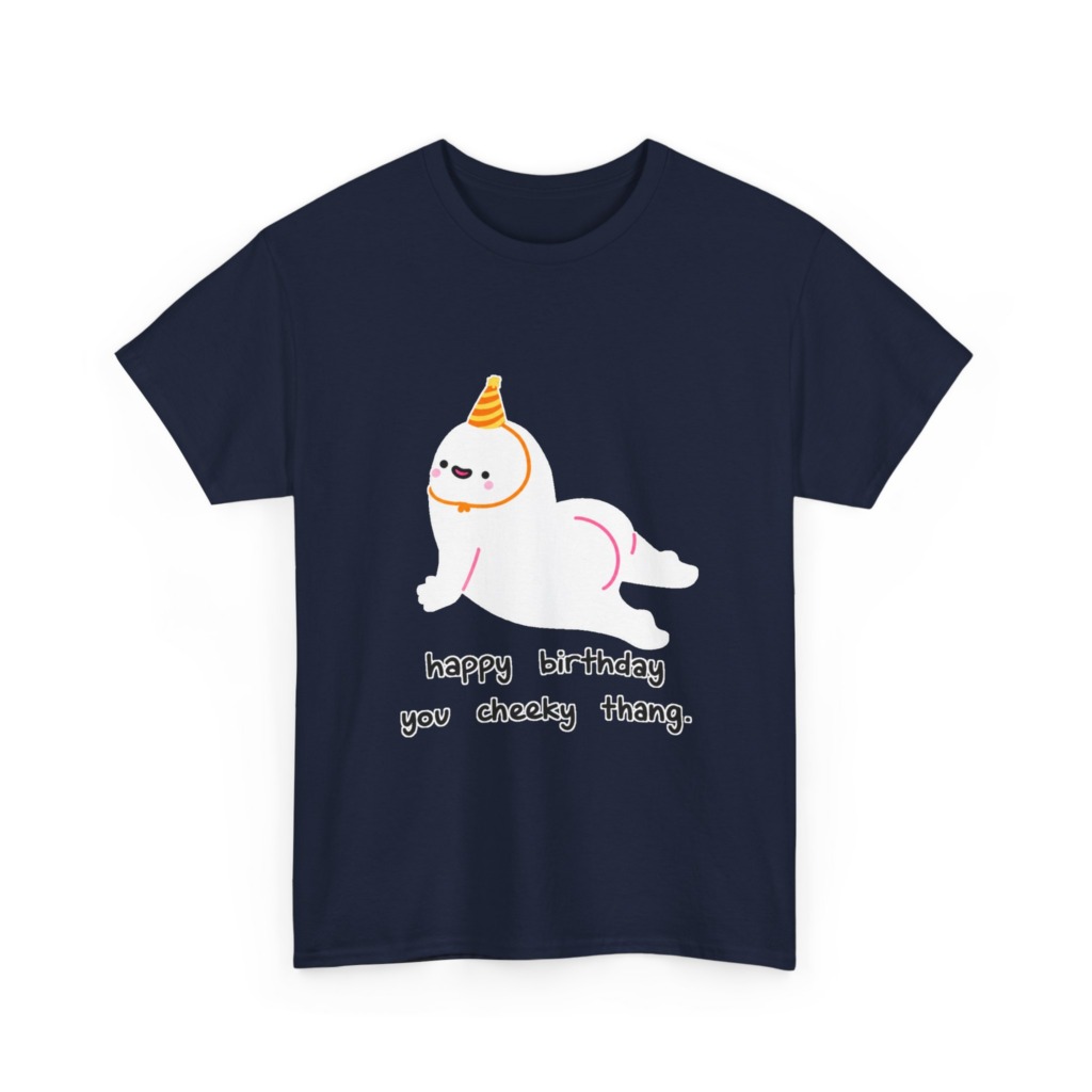 T-Shirt with Cheeky Birthday Seal Graphic Print