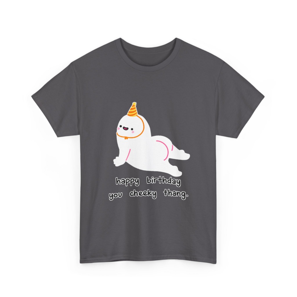 T-Shirt with Cheeky Birthday Seal Graphic Print