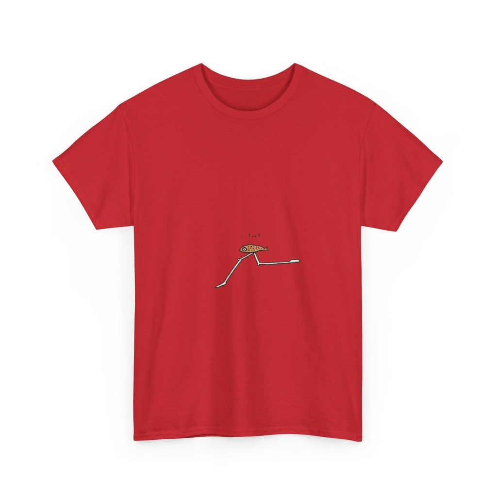 Black 'I FLEE' Fish Graphic T-Shirt