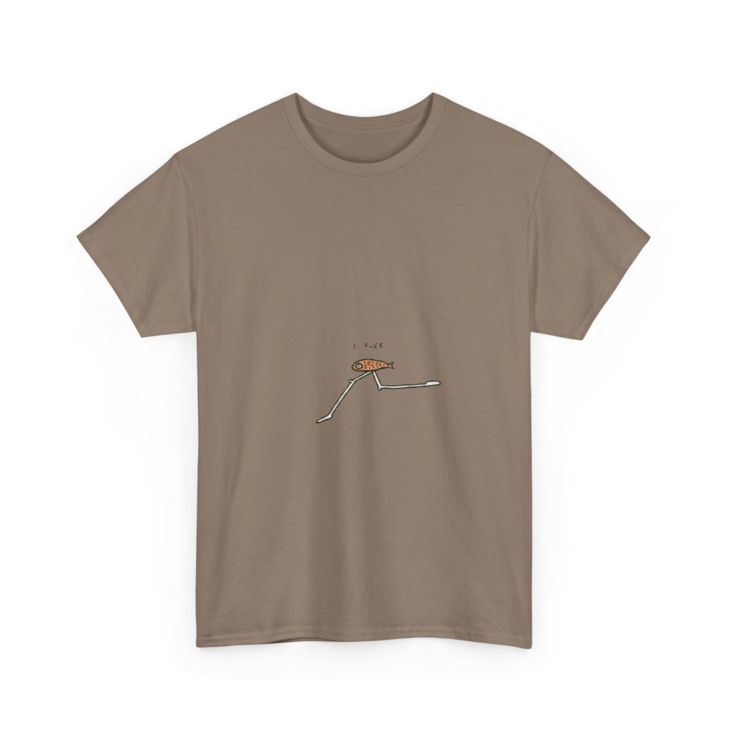 Black 'I FLEE' Fish Graphic T-Shirt