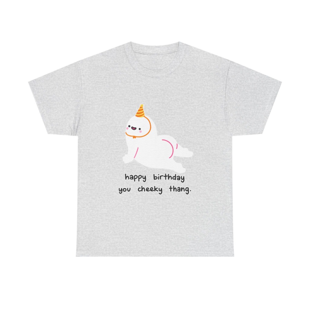 T-Shirt with Cheeky Birthday Seal Graphic Print