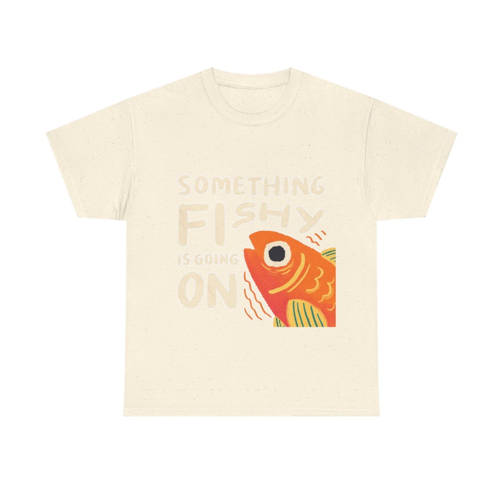 White 'Something Fishy' Orange Fish Graphic T-Shirt