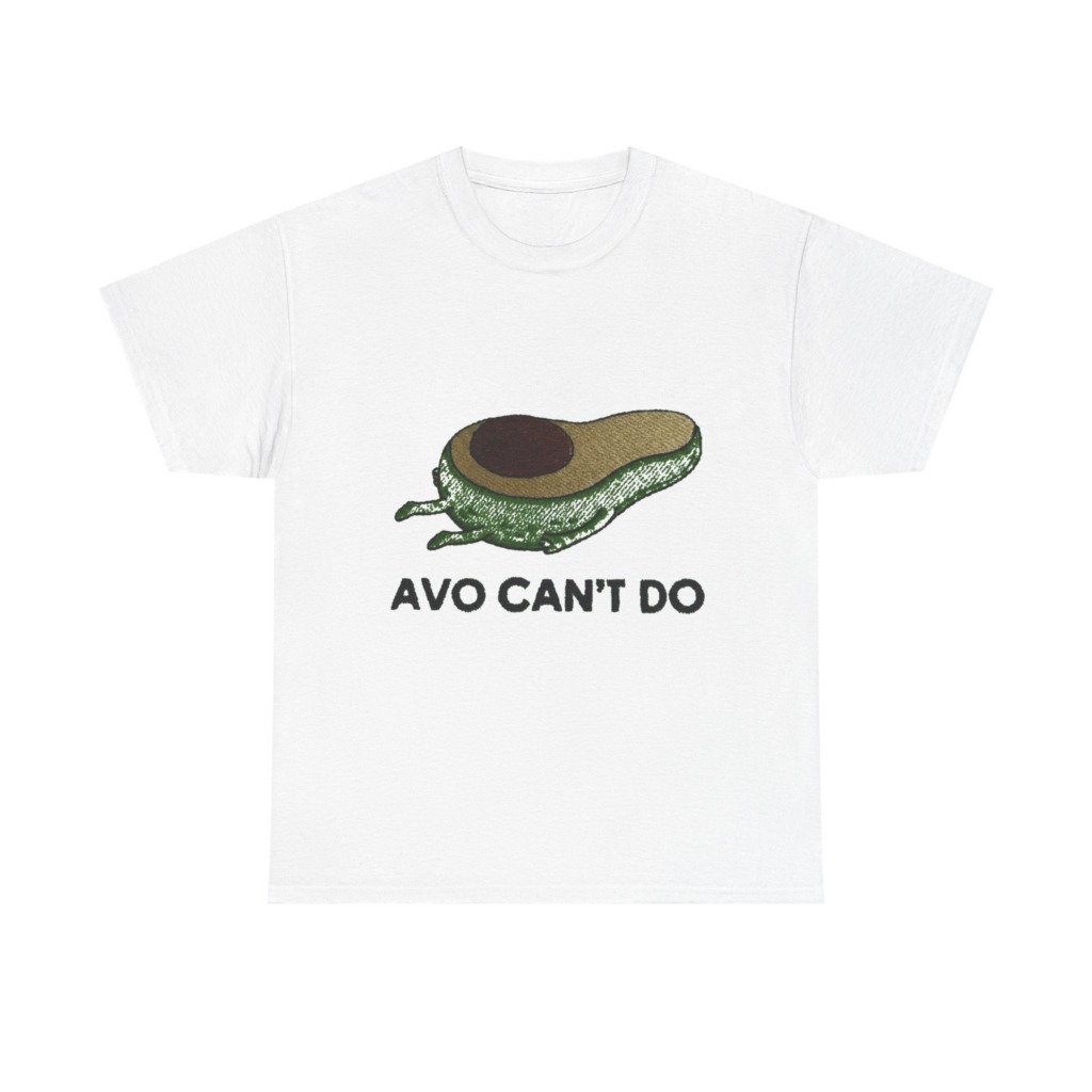 T-Shirt with Running Avocado 'Avo Can't Do' Embroidery