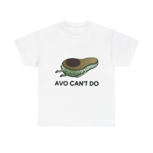 T-Shirt with Running Avocado 'Avo Can't Do' Embroidery
