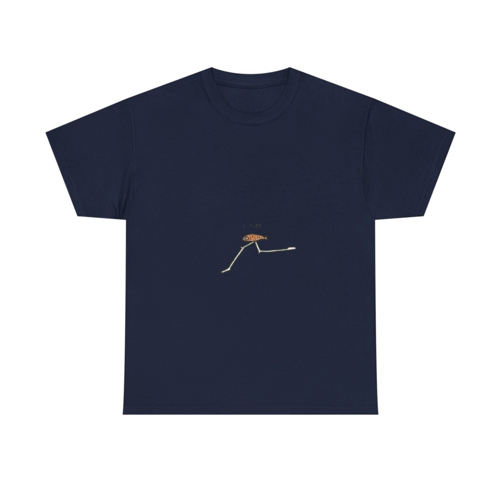 Black 'I FLEE' Fish Graphic T-Shirt