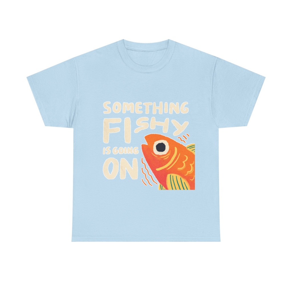 White 'Something Fishy' Orange Fish Graphic T-Shirt