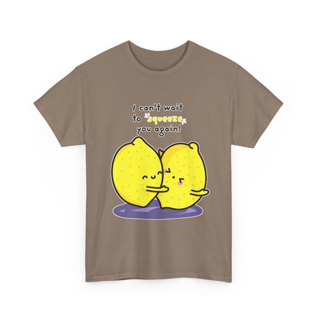 T-Shirt with Hugging Lemons "Squeeze You" Graphic
