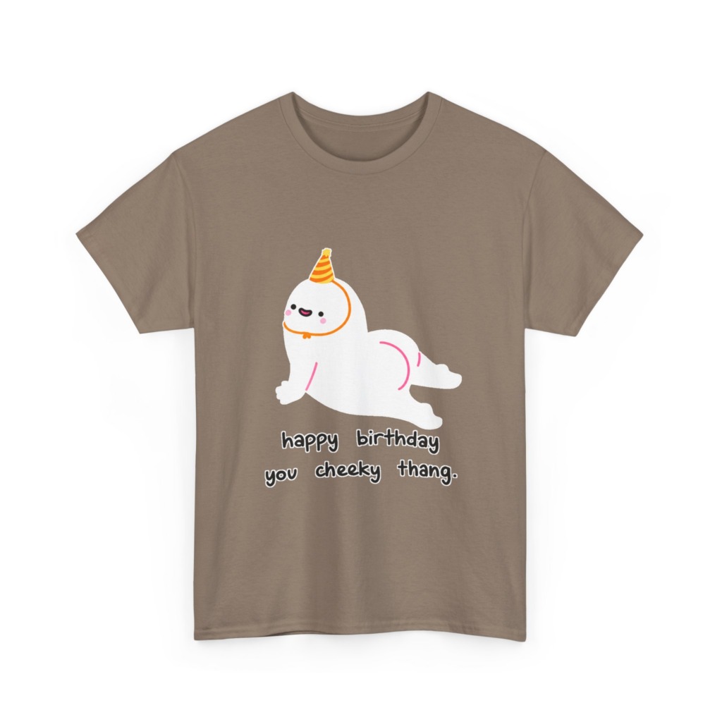 T-Shirt with Cheeky Birthday Seal Graphic Print