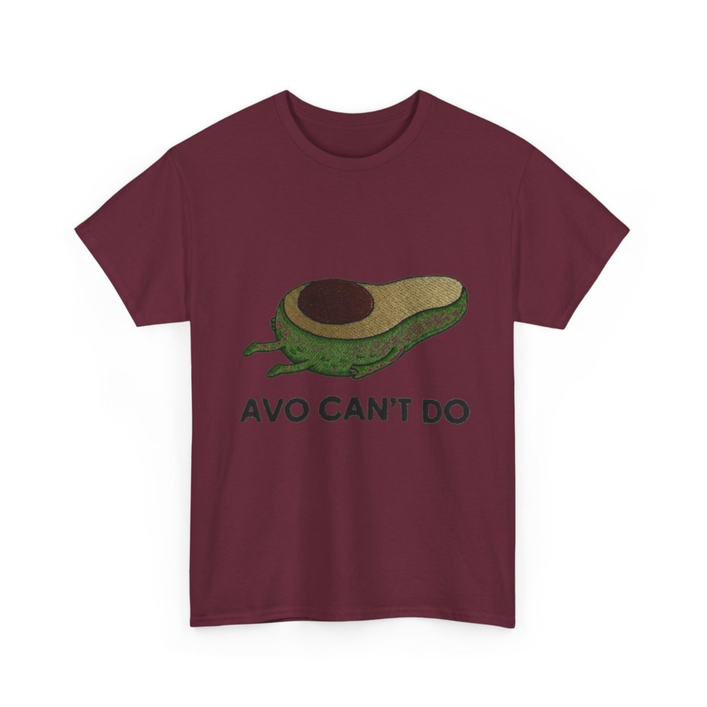 T-Shirt with Running Avocado 'Avo Can't Do' Embroidery