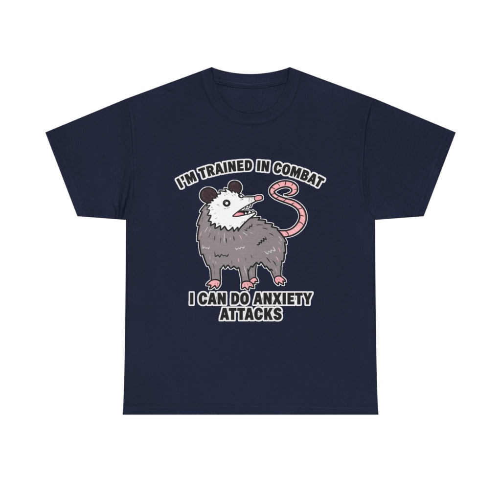 Opossum Combat Anxiety Attack Graphic T-Shirt