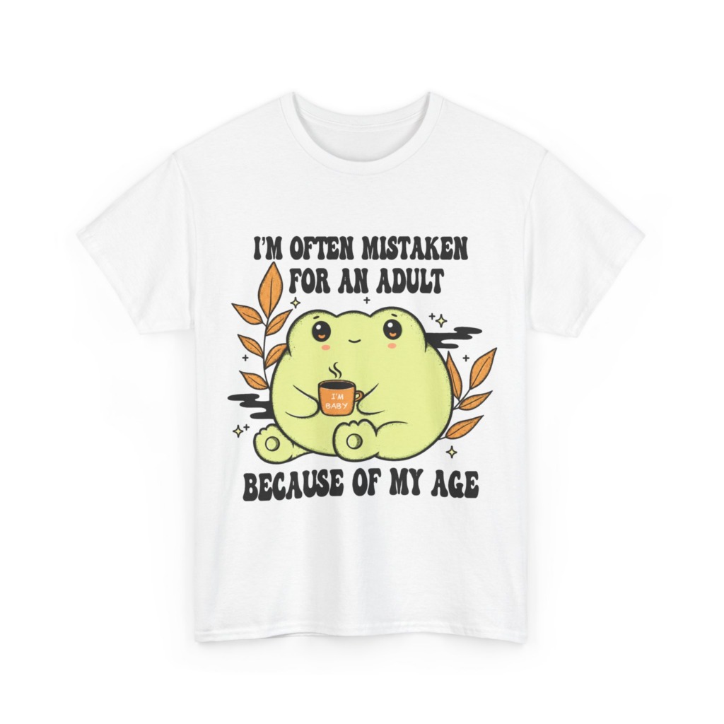 Graphic Tee: 'Mistaken for Adult, I'm Baby' Frog Design