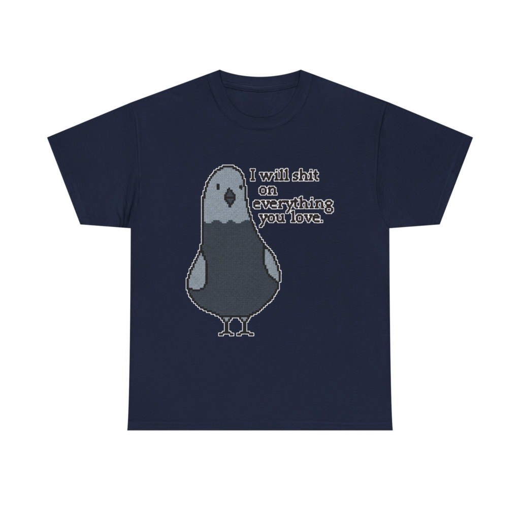 Pixel Art Pigeon Slogan T-Shirt
