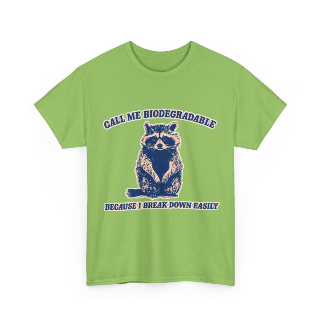 Raccoon "Biodegradable" Graphic T-Shirt