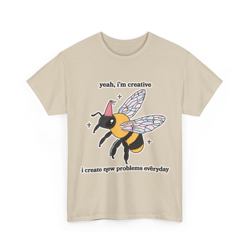T-Shirt with Creative Party Bee Slogan Print
