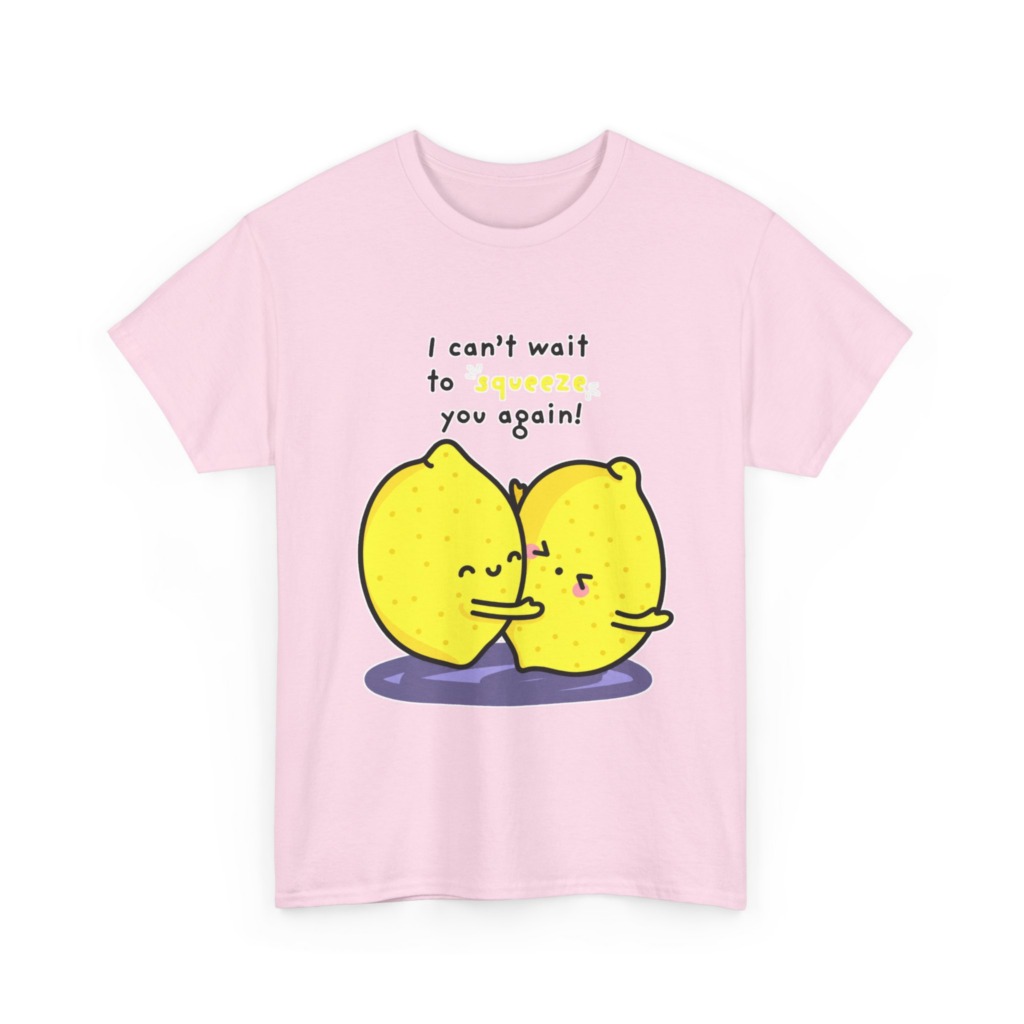 T-Shirt with Hugging Lemons "Squeeze You" Graphic