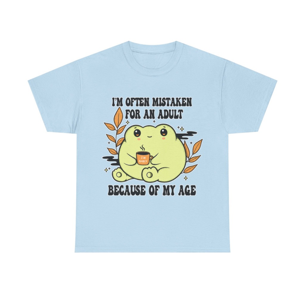 Graphic Tee: 'Mistaken for Adult, I'm Baby' Frog Design