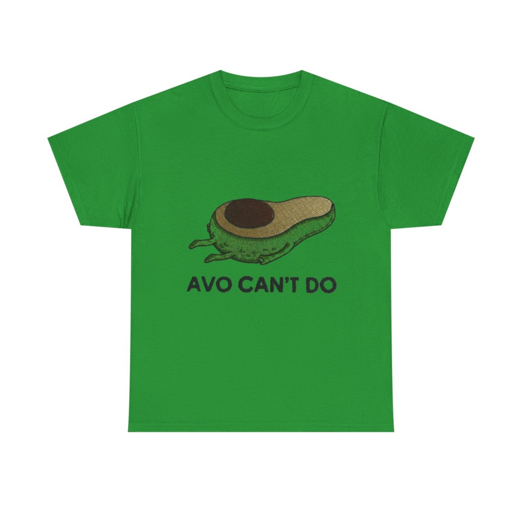 T-Shirt with Running Avocado 'Avo Can't Do' Embroidery