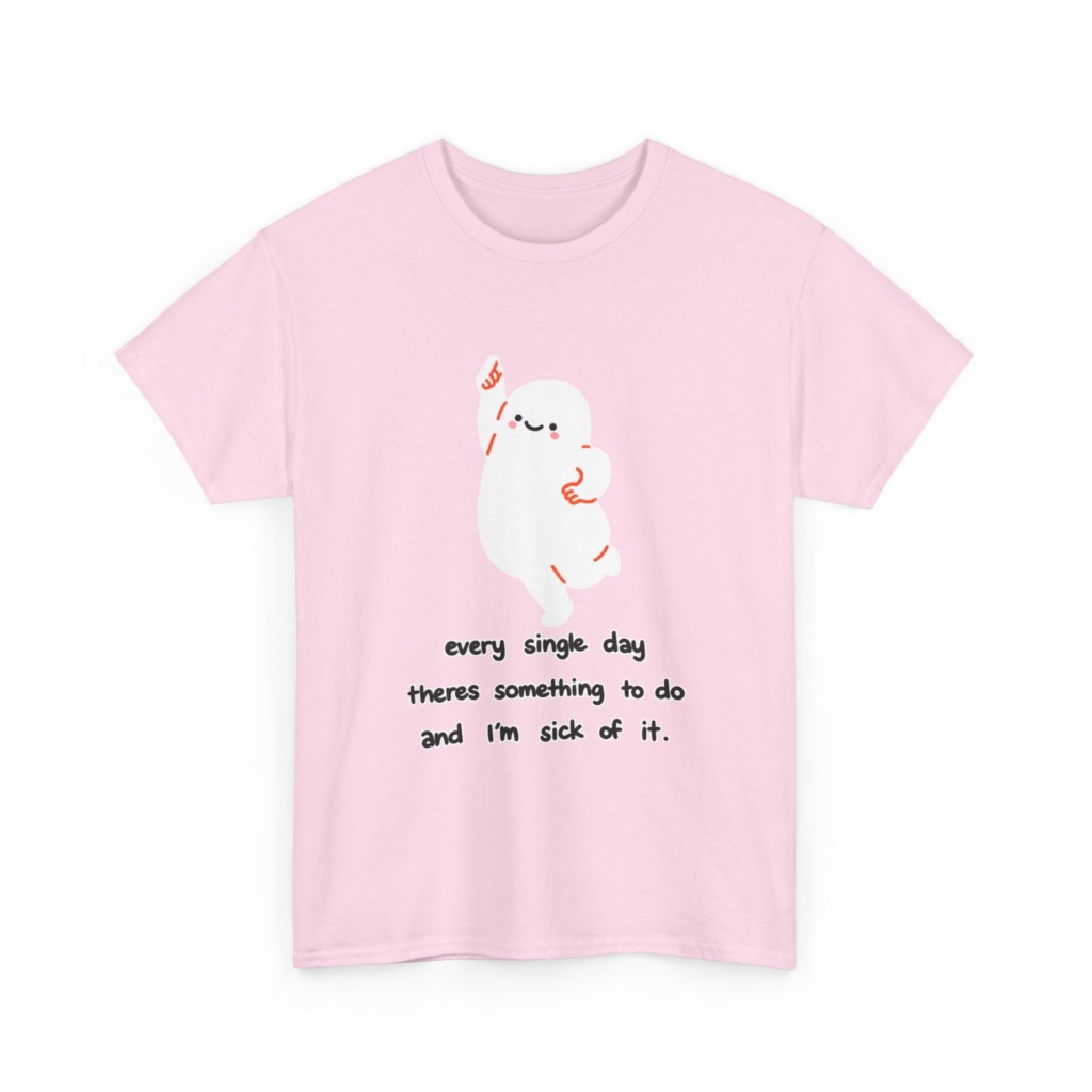 White T-Shirt - Happy Blob 'Sick of It' Graphic