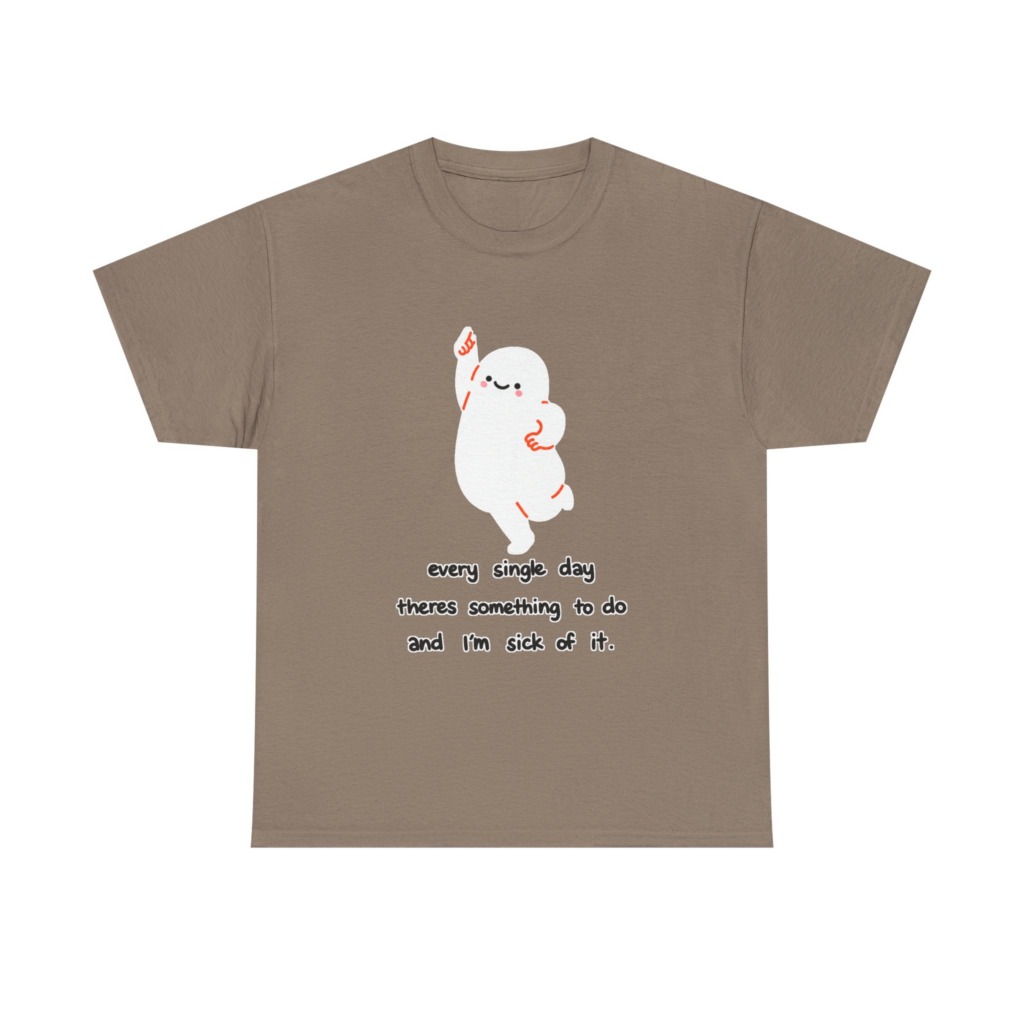 White T-Shirt - Happy Blob 'Sick of It' Graphic