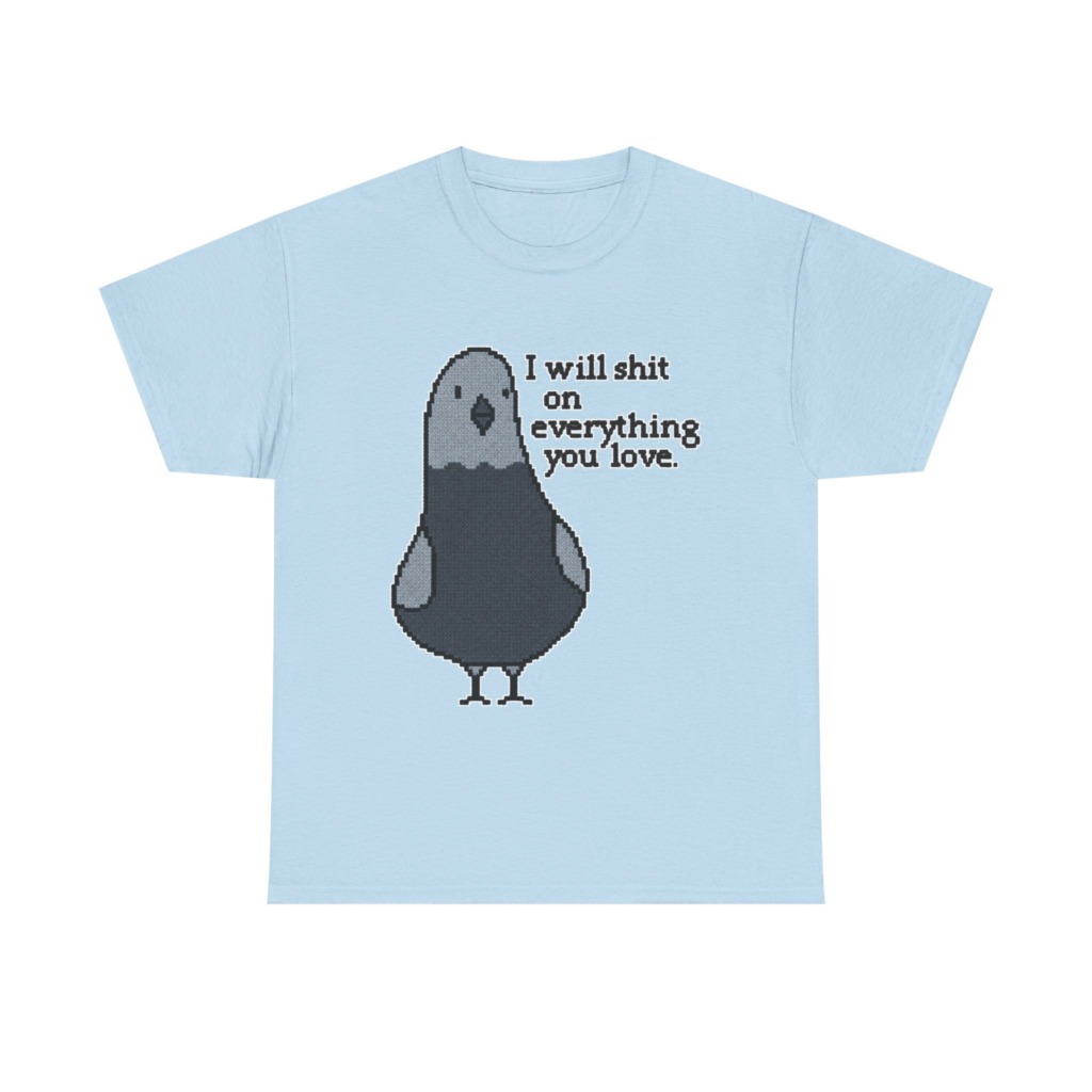 Pixel Art Pigeon Slogan T-Shirt