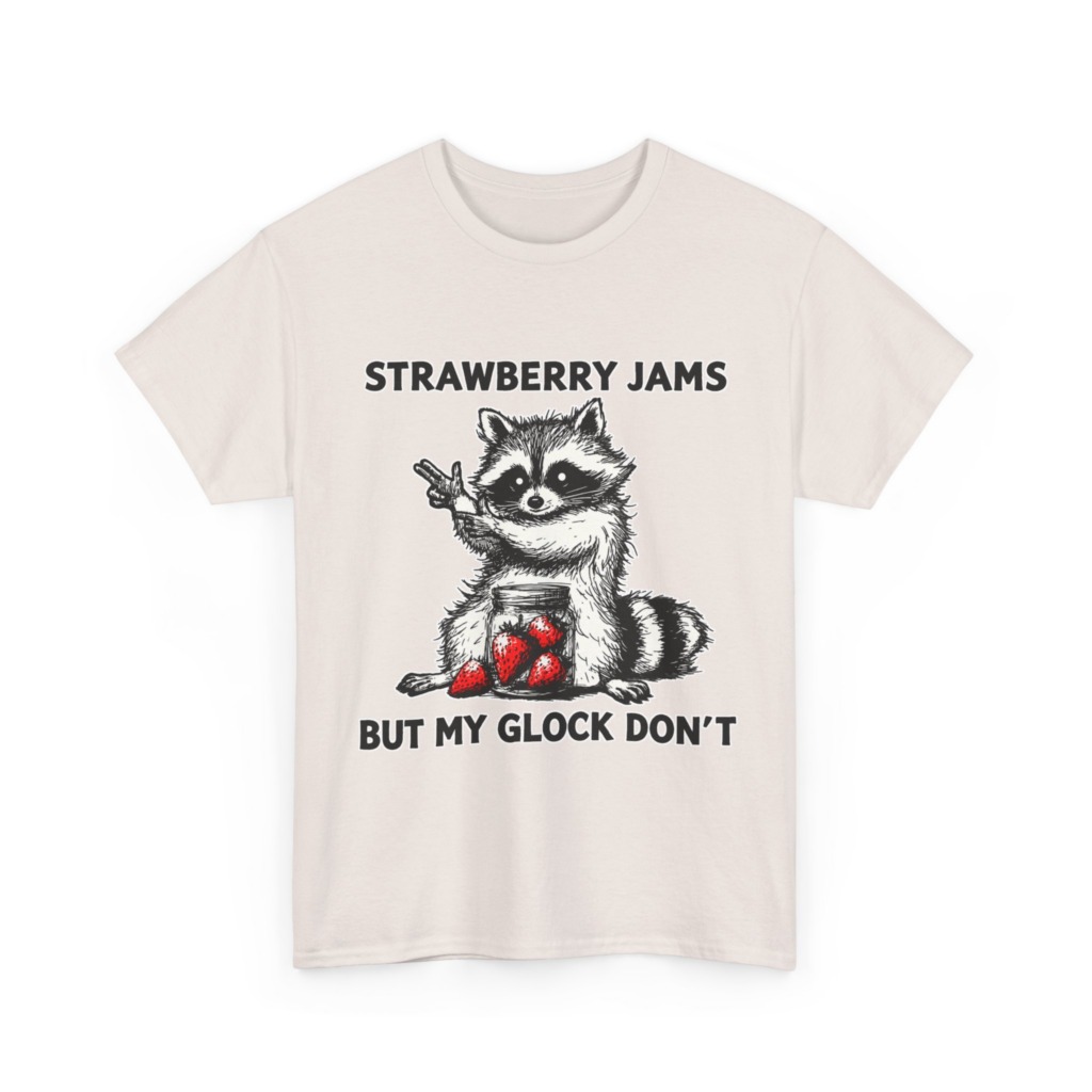 Raccoon 'Strawberry Jams But My Glock Don't' T-Shirt
