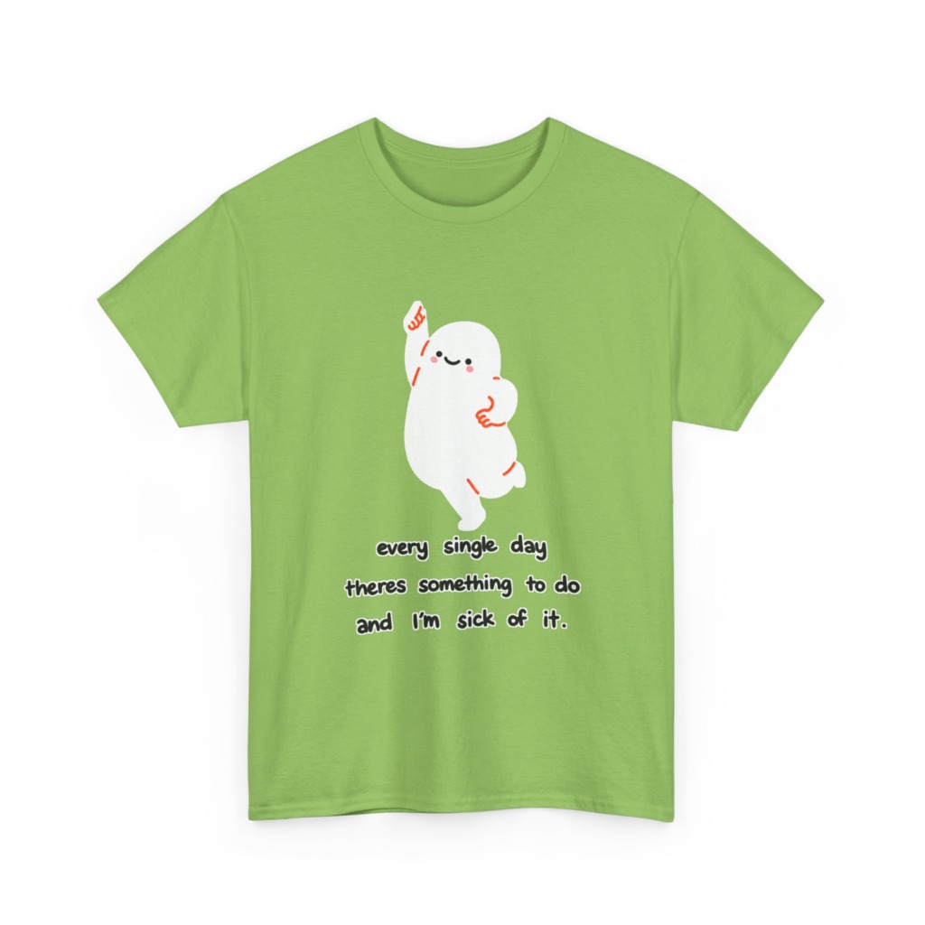 White T-Shirt - Happy Blob 'Sick of It' Graphic