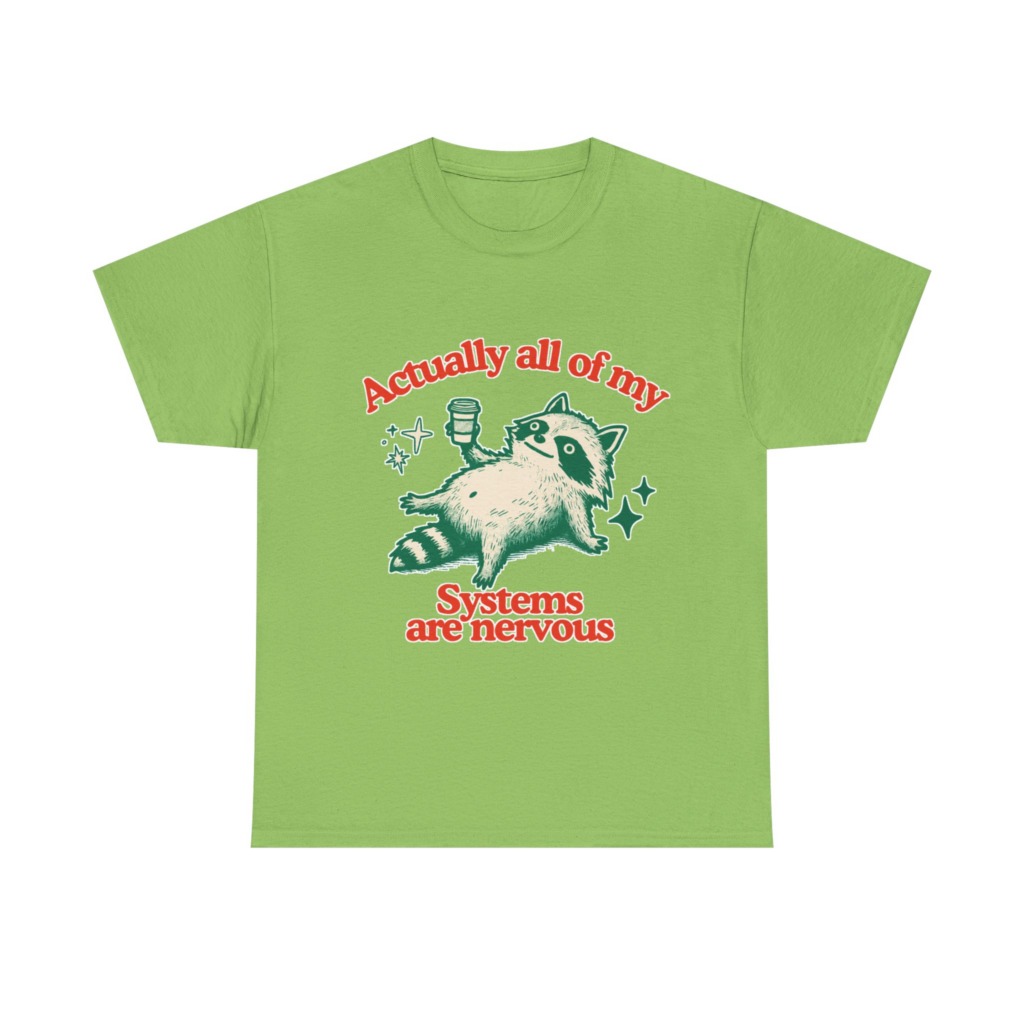 Raccoon Coffee Nervous Systems Graphic T-Shirt