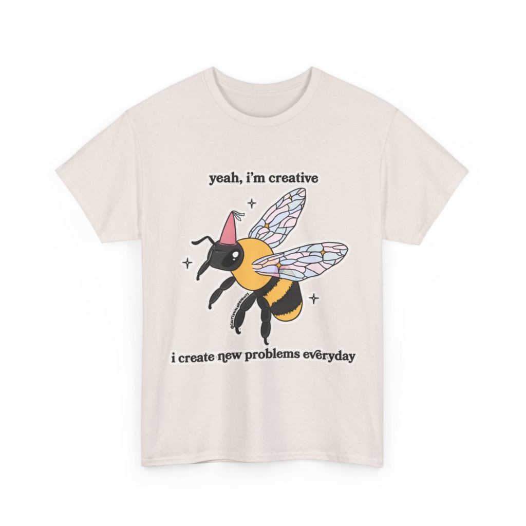 T-Shirt with Creative Party Bee Slogan Print