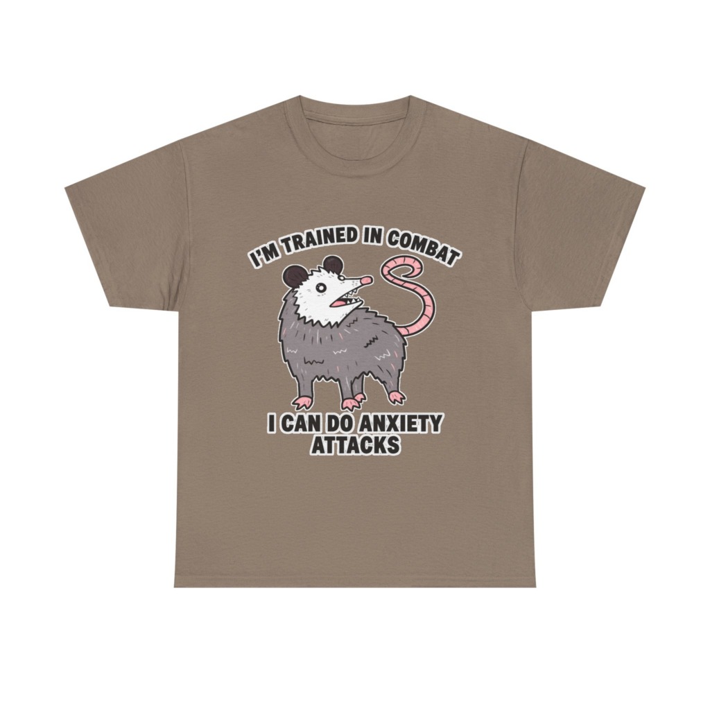 Opossum Combat Anxiety Attack Graphic T-Shirt