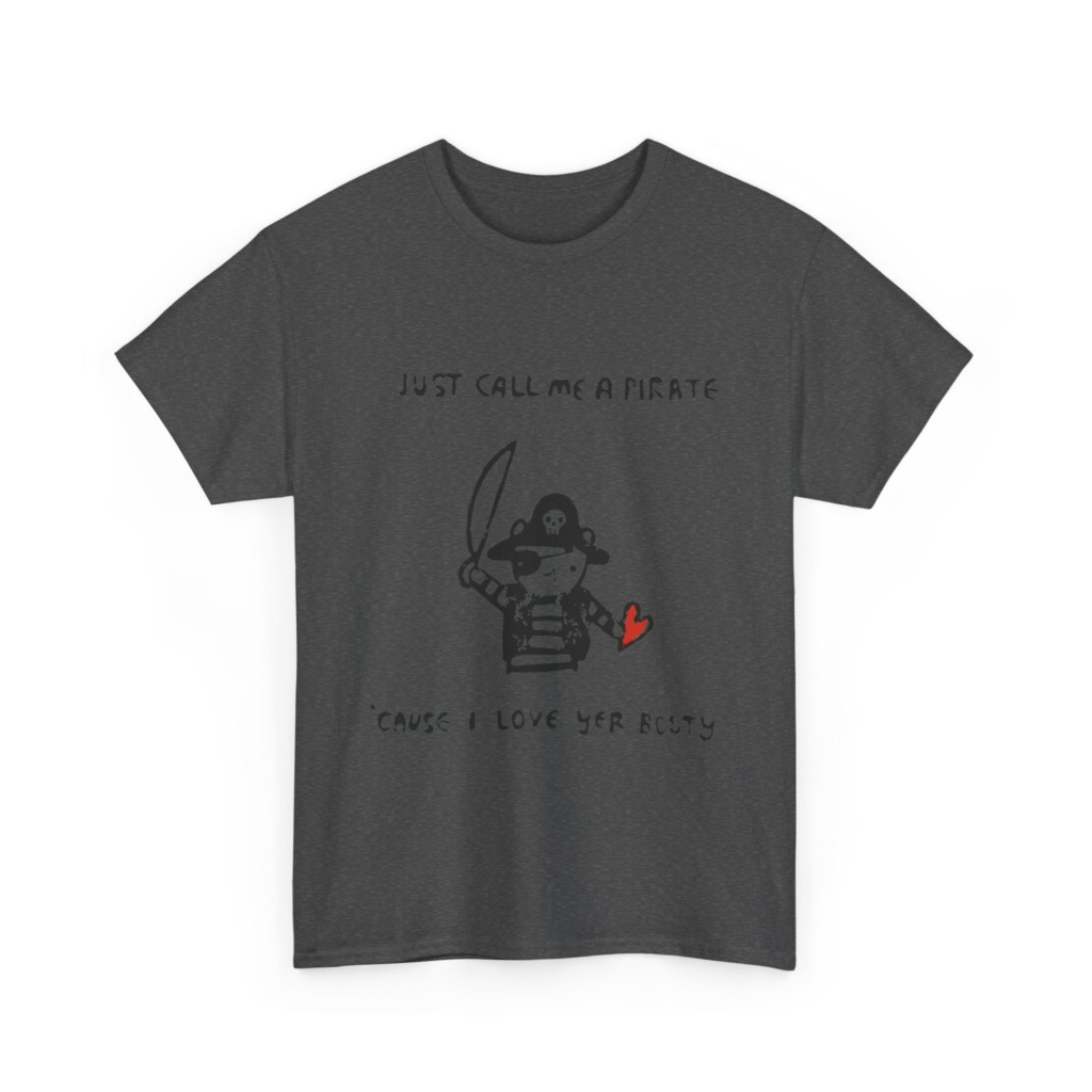 Black T-Shirt with Embroidered Red Heart