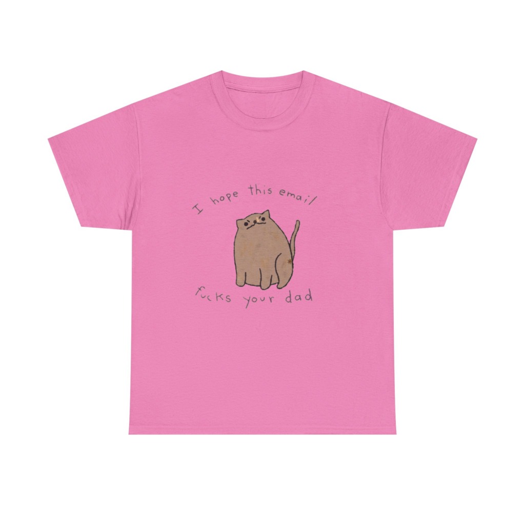 Graphic T-Shirt with Sarcastic Email Cat Design