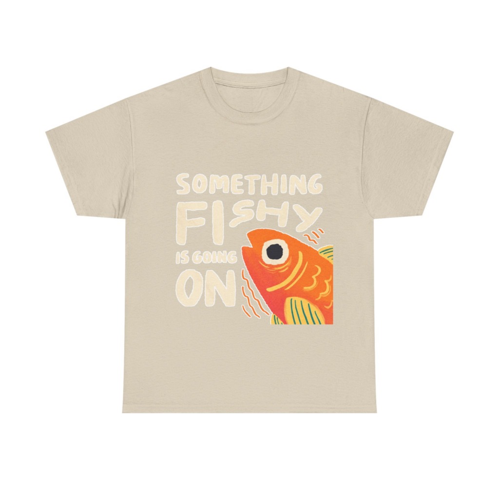White 'Something Fishy' Orange Fish Graphic T-Shirt