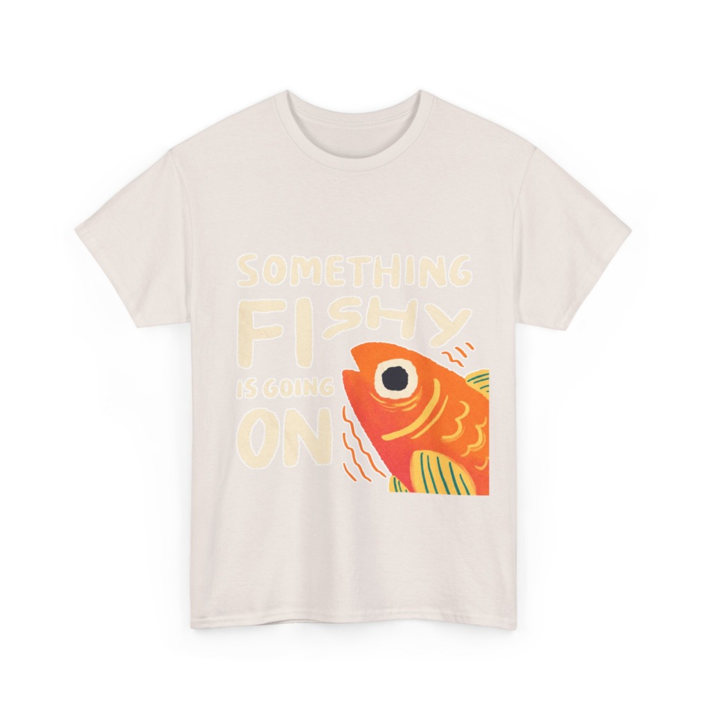 White 'Something Fishy' Orange Fish Graphic T-Shirt