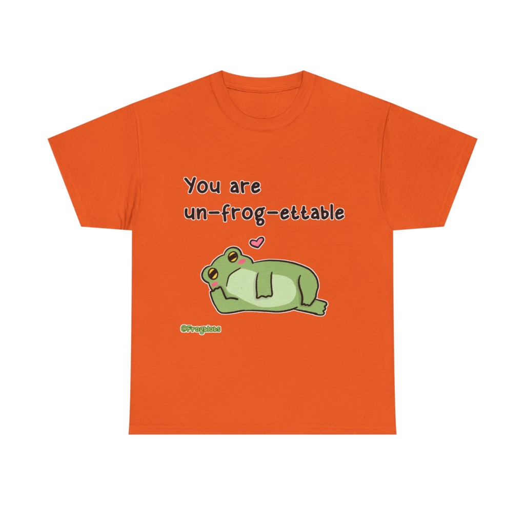 T-Shirt with 'Un-frog-ettable' Pun Frog Graphic