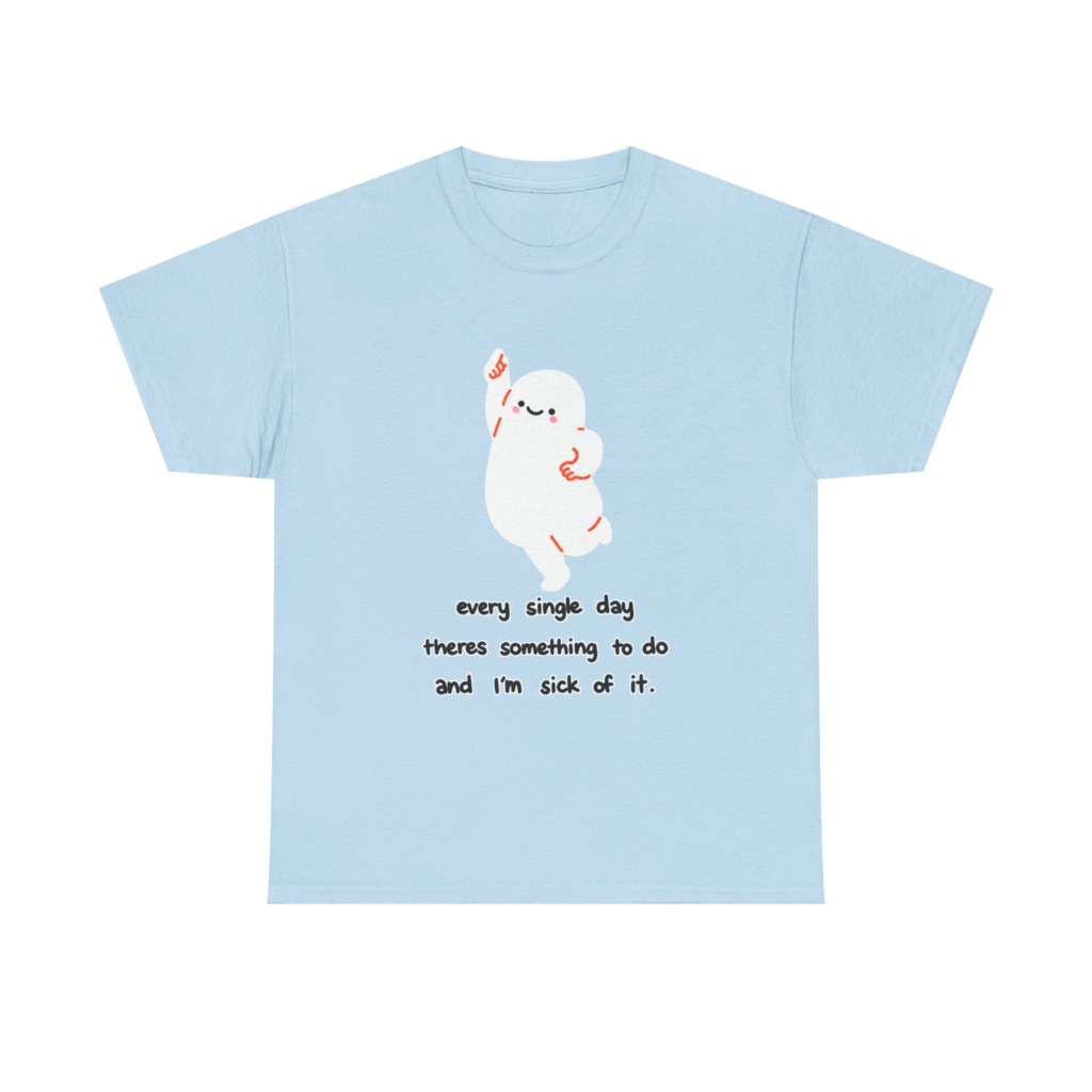 White T-Shirt - Happy Blob 'Sick of It' Graphic