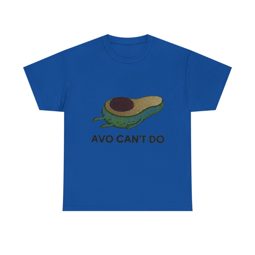 T-Shirt with Running Avocado 'Avo Can't Do' Embroidery