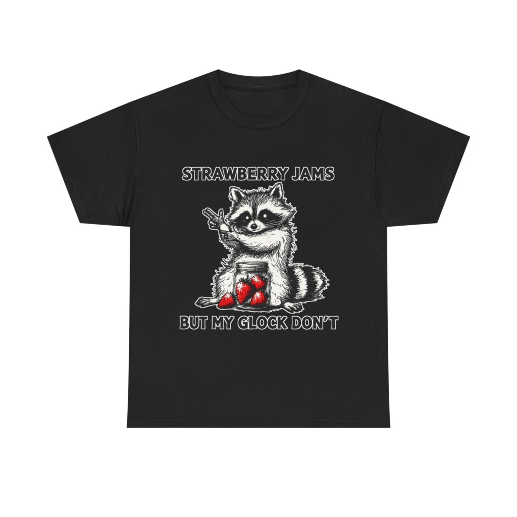 Raccoon 'Strawberry Jams But My Glock Don't' T-Shirt