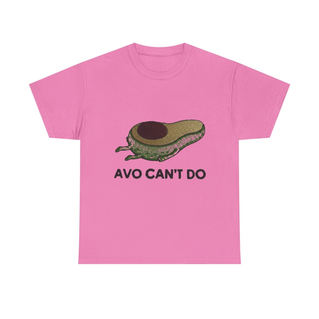 T-Shirt with Running Avocado 'Avo Can't Do' Embroidery