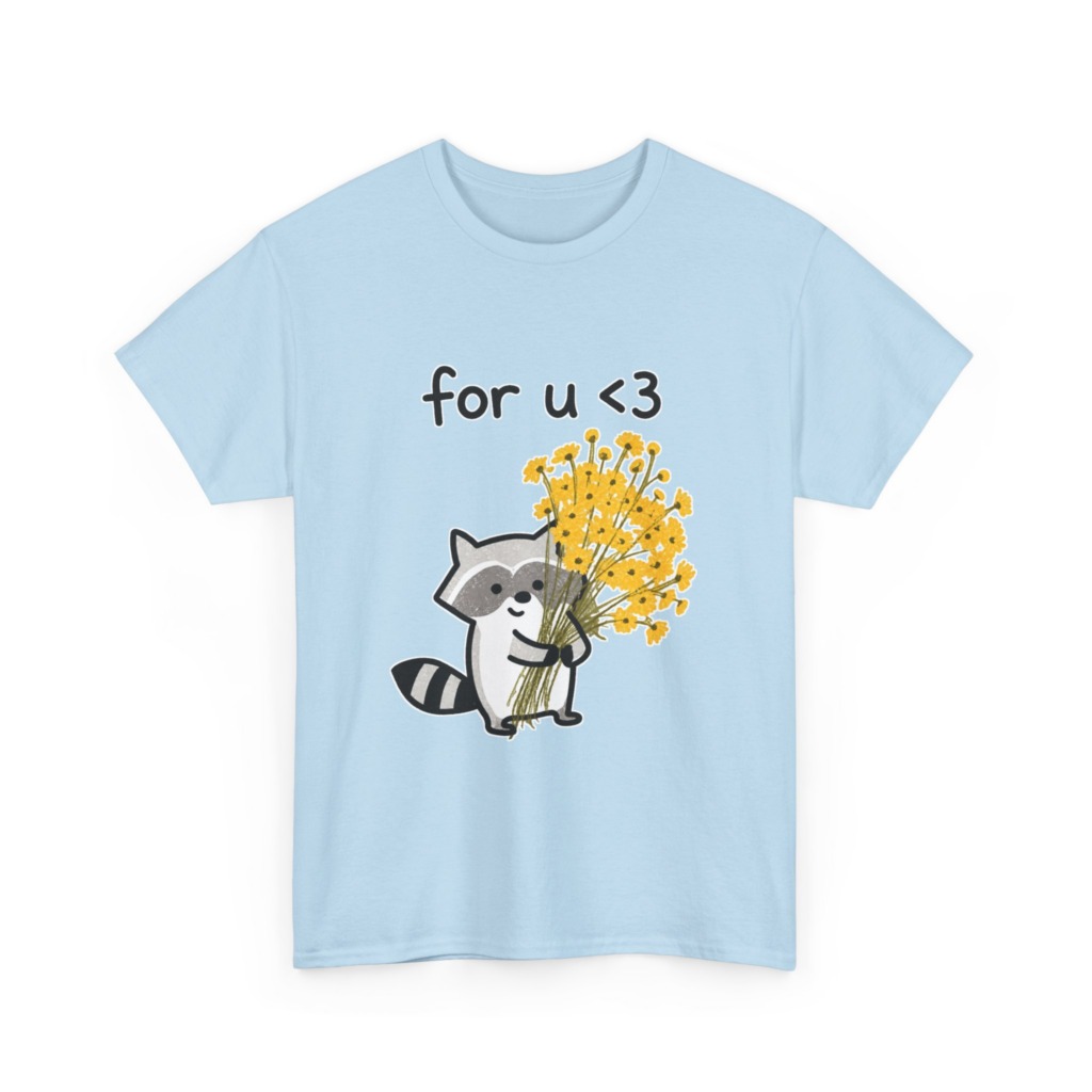 Raccoon with Daisy Bouquet 'for u <3' Graphic T-Shirt