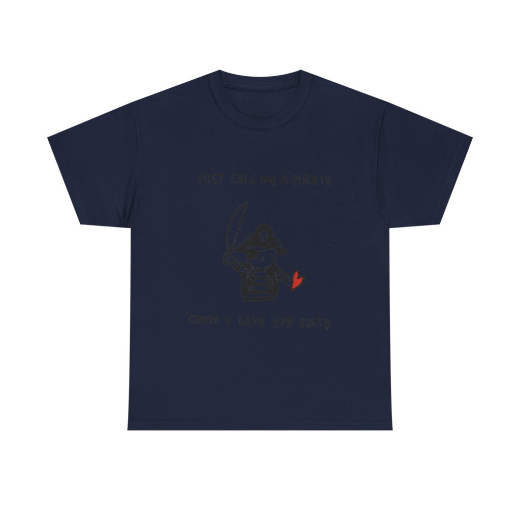 Black T-Shirt with Embroidered Red Heart