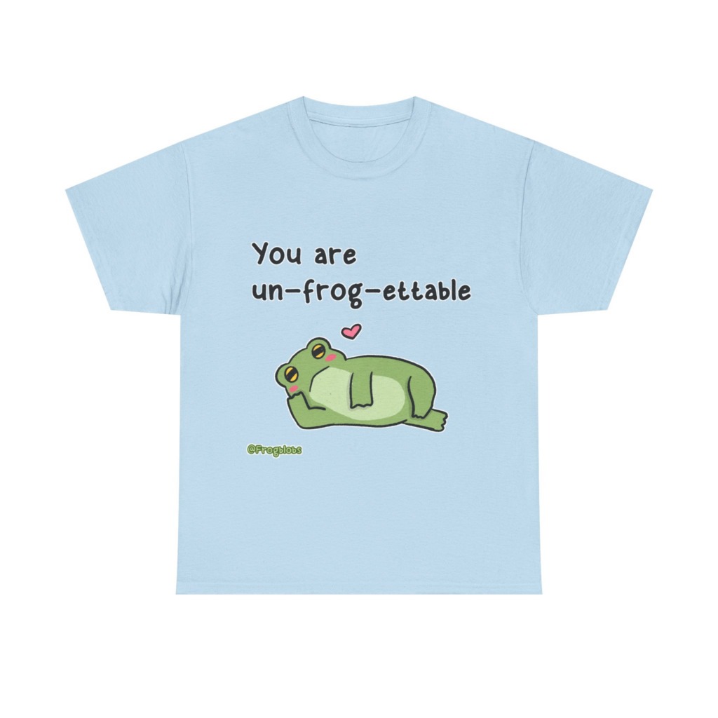 T-Shirt with 'Un-frog-ettable' Pun Frog Graphic